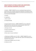 ADULT HEALTH III FINAL EXAM 166 QUESTIONS WITH VERIFIED ANSWERS 2025&sol;2026&comma;100&percnt;CORRECT