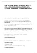 CLINICAL CODING THEORY - NCCQ REVISION &lpar;ICD-10&comma; OPCS-4&period;10&comma; SNOMED-CT&comma; GENERAL THEORY&comma; A&P&rpar; &vert; QUESTIONS AND ANSWERS &vert; VERIFIED 100&percnt; CORRECT