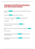 Chemistry Final ACS Exam Questions And 100&percnt; Correct Answers