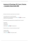 Anatomy & Physiology 252 Exam 2 Review 2026 &ndash; Complete Study Guide