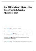 Bio 252 Lab Exam 2 Prep 2026 &ndash; Key Experiments & Practice Questions