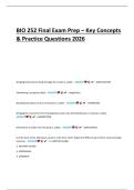 BIO 252 Final Exam Prep 2026 &ndash; Key Concepts & Practice Questions