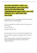 WALDEN UNIVERSITY NRNP 6645 PSYCHOTHERAPY WITH MULTIPLE MODALITIES MIDTERM EXAM COMPREHENSIVE EXAM SCRIPT 2026 TWO VERSIONS FULL QUESTIONS AND SOLUTIONS