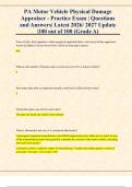 PA Motor Vehicle Physical Damage  Appraiser - Practice Exam &vert; Questions  and Answers&vert; Latest 2026&sol; 2027 Update   &vert;100 out of 100 &lpar;Grade A&rpar;
