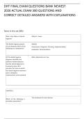 DHT FINAL EXAM QUESTIONS BANK NEWEST 2026 ACTUAL EXAM 300 QUESTIONS AND CORRECT DETAILED ANSWERS WITH EXPLANATIONS 