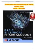 TEST BANK For Basic and Clinical Pharmacology&comma; 14th Edition by Bertram G&period; Katzung&comma; Verified Chapters 1 - 66&comma; Complete Newest Version 