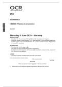 OCR A Level Economics 2025 H460&sol;03 Themes in Economics &ndash; Actual Exam Paper and mark schee