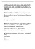 CRITICAL CARE HESI EXAM 2026 COMPLETE QUESTIONS AND CORRECT ANSWERS 100&percnt; VERIFIED