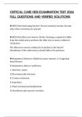 CRITICAL CARE HESI EXAMINATION TEST 2026 FULL QUESTIONS AND VERIFIED SOLUTIONS