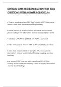 CRITICAL CARE HESI EXAMINATION TEST 2026 QUESTIONS WITH ANSWERS GRADED A&plus;