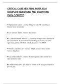 CRITICAL CARE HESI FINAL PAPER 2026 COMPLETE QUESTIONS AND SOLUTIONS 100&percnt; CORRECT