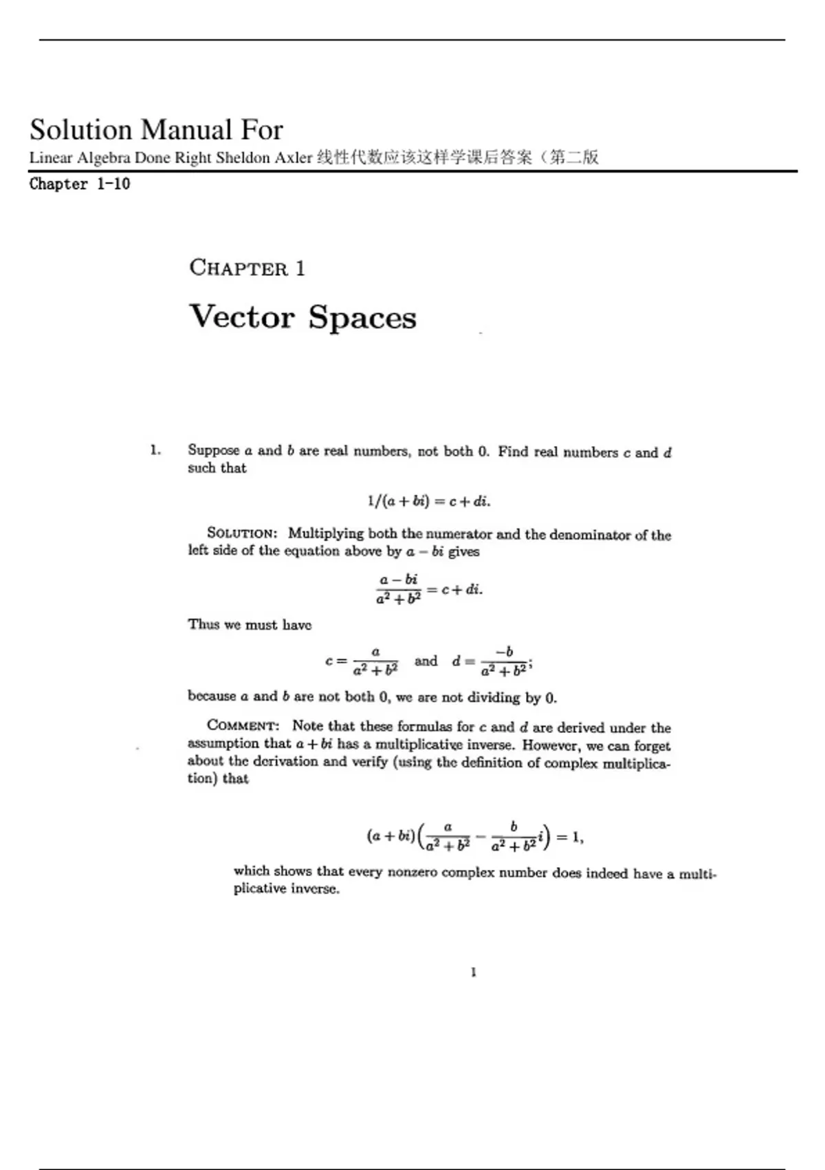 Solution Manual For Linear Algebra Done Right Sheldon Axler ...