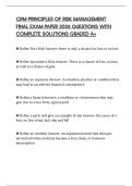 CRM PRINCIPLES OF RISK MANAGEMENT FINAL EXAM PAPER 2026 QUESTIONS WITH COMPLETE SOLUTIONS GRADED A&plus;
