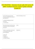 ATI TESTING &sol; Entrance Exam with All Correct & 100&percnt; Verified Answers &vert;Latest Update &vert;Already Graded A&plus; 
