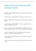 BCOR 2301 Final Exam Questions With Complete Solutions