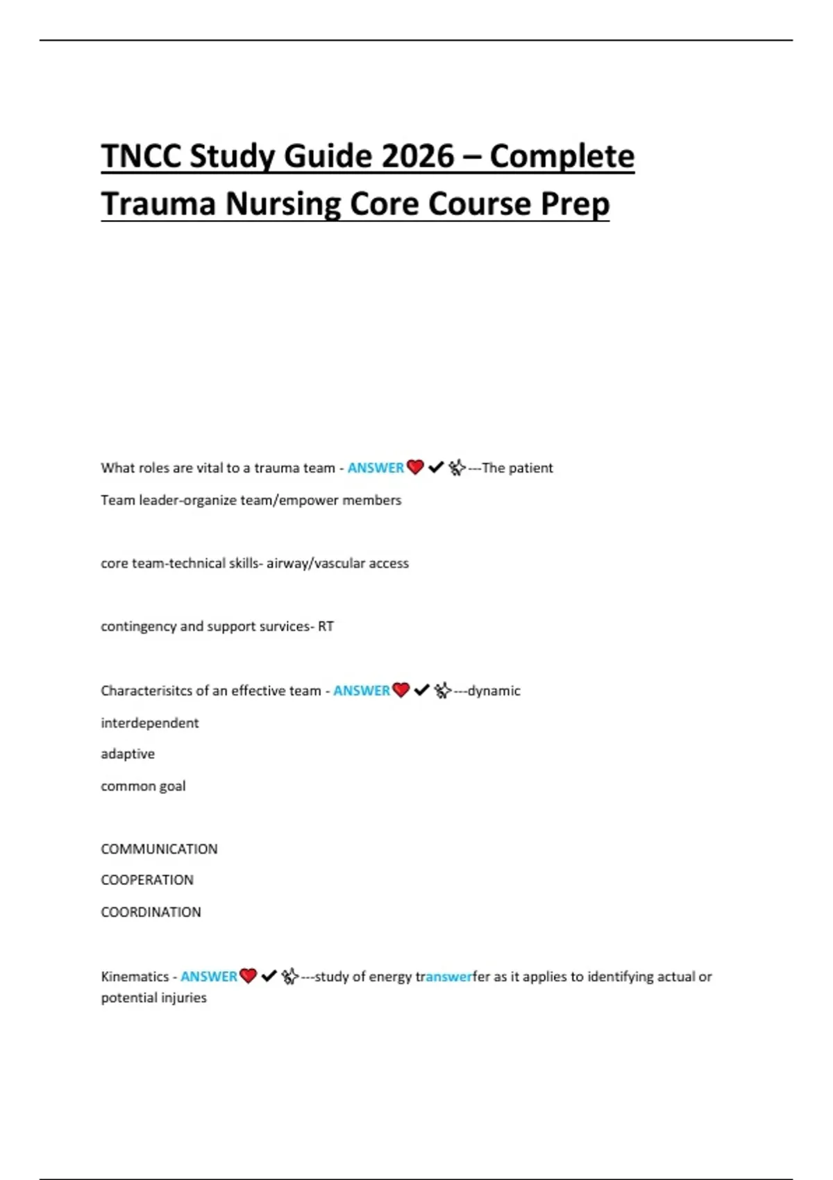 TNCC Study Guide 2026 – Complete Trauma Nursing Core Course Prep - TNCC ...