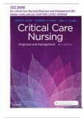 Test Bank for Critical Care Nursing&colon; Diagnosis and Management 8th Edition by Linda D&period; Urden&vert;&vert; ISBN&colon;  9780323447522&vert;ALL CHAPTERS COVERED GRADED A&plus;