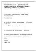 Biology 160 Exam 1 &ndash; Complete Exam Questions with Verified Detailed Answers &lpar;Already Graded A&plus;&rpar;