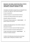  Biology 160 Final Exam Practice&colon; Graded A Multiple Choice Questions & Verified Answers &lpar;2026&rpar;
