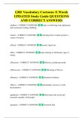 GRE Vocabulary Cartoons&colon; E Words  UPDATED Study Guide QUESTIONS  AND CORRECT ANSWERS 