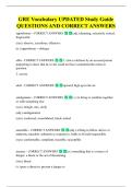 GRE Vocabulary UPDATED Study Guide  QUESTIONS AND CORRECT ANSWERS 