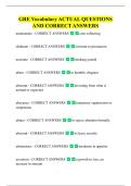 GRE Vocabulary ACTUAL QUESTIONS  AND CORRECT ANSWERS 