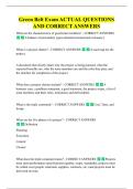 Green Belt Exam ACTUAL QUESTIONS  AND CORRECT ANSWERS 