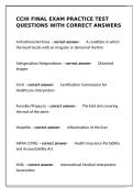 CCHI Final Exam Practice Test Questions & Verified Answers