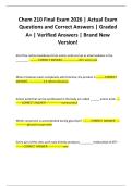 Chem 210 Final Exam 2026 &vert; Actual Exam Questions and Correct Answers &vert; Graded A&plus; &vert; Verified Answers &vert; Brand New Version&excl;