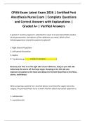 CPAN Exam Latest Exam 2026 &vert; Certified Post Anesthesia Nurse Exam &vert; Complete Questions and Correct Answers with Explanations &vert; Graded A&plus; &vert; Verified Answers