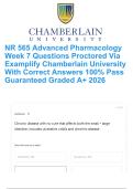 NR 565 Advanced Pharmacology Week 7 Questions Proctored Via Examplify Chamberlain University With Correct Answers 100&percnt; Pass Guaranteed Graded A&plus; 2026