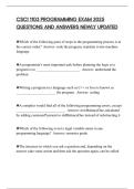 CSCI 1103 PROGRAMMING EXAM 2025 QUESTIONS AND ANSWERS NEWLY UPDATED