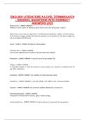 ENGLISH LITERATURE A LEVEL TERMINOLOGY QUESTIONS WITH CORRECT ANSWERS