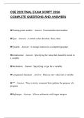 CSE 2221 FINAL EXAM SCRIPT 2026 COMPLETE QUESTIONS AND ANSWERS