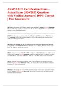 ASAP PACE Certification Exam &ndash; Actual Exam 2026&sol;2027 Questions with Verified Answers &vert; 100&percnt; Correct &vert; Pass Guaranteed