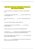 EPA 609 Technician Certification Questions with Correct Answers