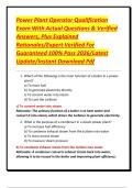 Power Plant Operator Qualification Exam With Actual Questions & Verified Answers&comma; Plus Explained Rationales&sol;Expert Verified For Guaranteed 100&percnt; Pass 2026&sol;Latest Update&sol;Instant Download Pdf