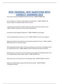 EPIC TRAINING TEST QUESTIONS WITH CORRECT ANSWERS 