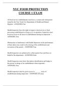 NYC FOOD PROTECTION COURSE 1 EXAM QUESTIONS AND ANSWERS 2026