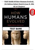 Test Bank for How Humans Evolved&comma; 7th Edition by Robert Boyd & Joan B&period; Silk &vert; All Chapters Complete &vert; Exam Questions & Verified Answers &vert; Biological Anthropology & Human Evolution Exam Prep