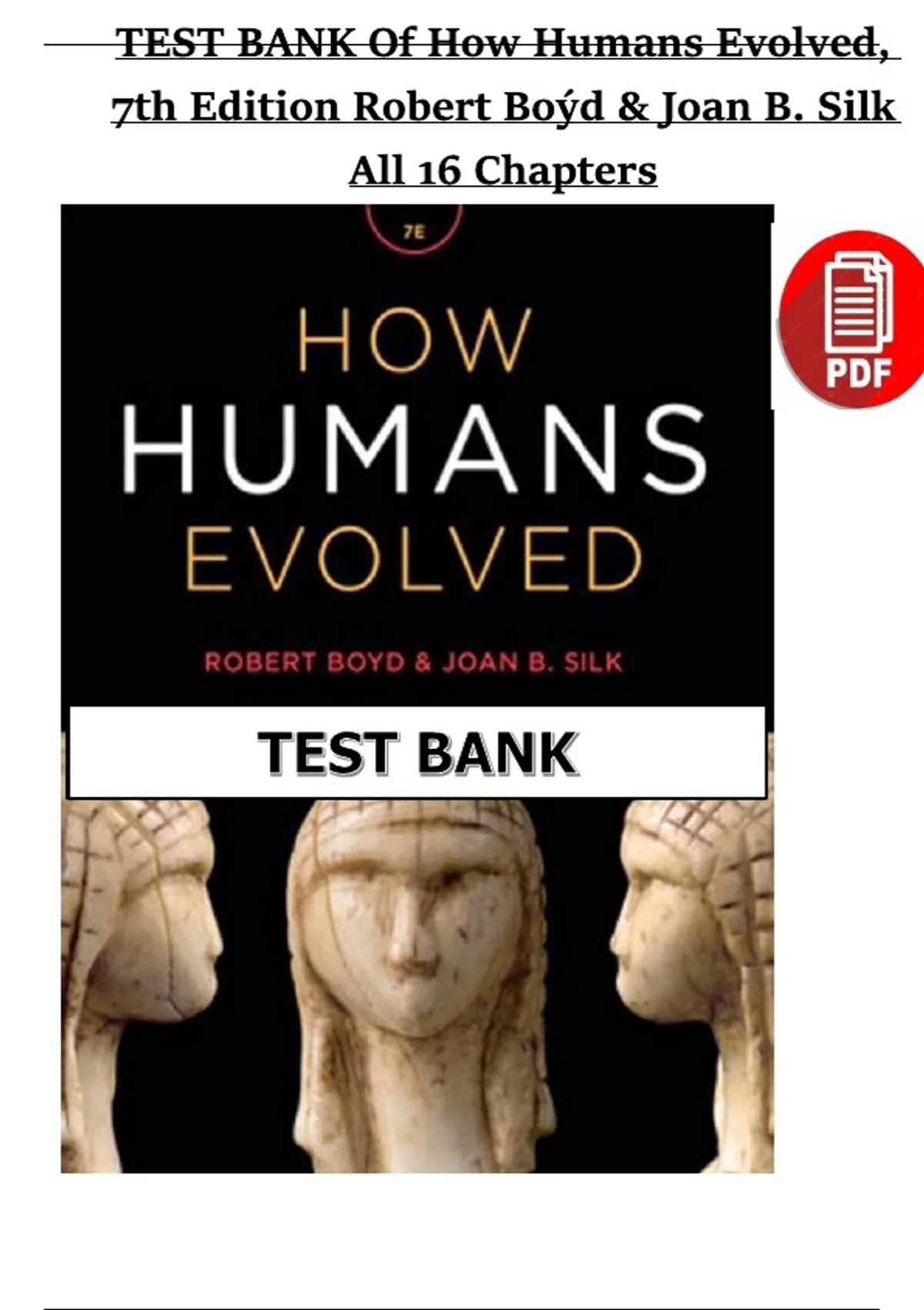 Test Bank for How Humans Evolved, 7th Edition by Robert Boyd &amp; Joan B ...