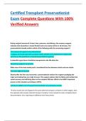 Certified Transplant Preservationist Exam Complete Questions With 100&percnt; Verified Answers &vert; verified exam questions &vert;