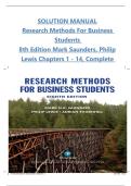 Solution Manual for Research Methods for Business Students 8th Edition &ndash; Mark Saunders &vert; Worked Solutions