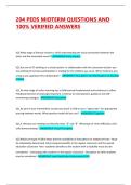 204 PEDS MIDTERM QUESTIONS AND 100&percnt; VERIFIED ANSWERS