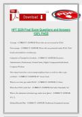 HFT 2220 Final Exam Questions and Answers 100&percnt; PASS