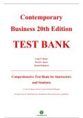 Test Bank &mdash; Contemporary Business&comma; 20th Edition &mdash; Louis E&period; Boone&comma; David L&period; Kurtz & Daniel Pfaltzgraf &mdash; ISBN 9781394274413 &mdash; Latest Update 2025&sol;2026 &mdash; &lpar;All Chapters Covered 1&ndash;18&rpar;