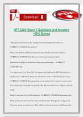 HFT 2220- Exam 1 Questions and Answers 100&percnt; Solved