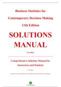 Solutions Manual &mdash; Business Statistics&colon; For Contemporary Decision Making&comma; 11th Edition &mdash; Ken Black &mdash; ISBN 9781119905448 &mdash; Latest Update 2025&sol;2026 &mdash; &lpar;All Chapters Covered 1&ndash;19&rpar;