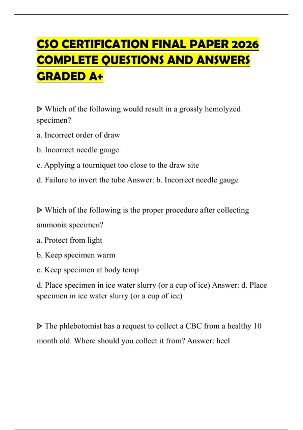 CSO CERTIFICATION FINAL PAPER 2026 COMPLETE QUESTIONS AND ANSWERS ...