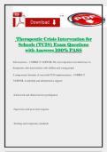 Therapeutic Crisis Intervention for Schools &lpar;TCIS&rpar; Exam Questions with Answers 100&percnt; PASS